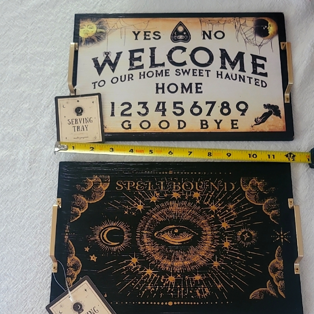 Mystical Black and Gold Serving Tray Set